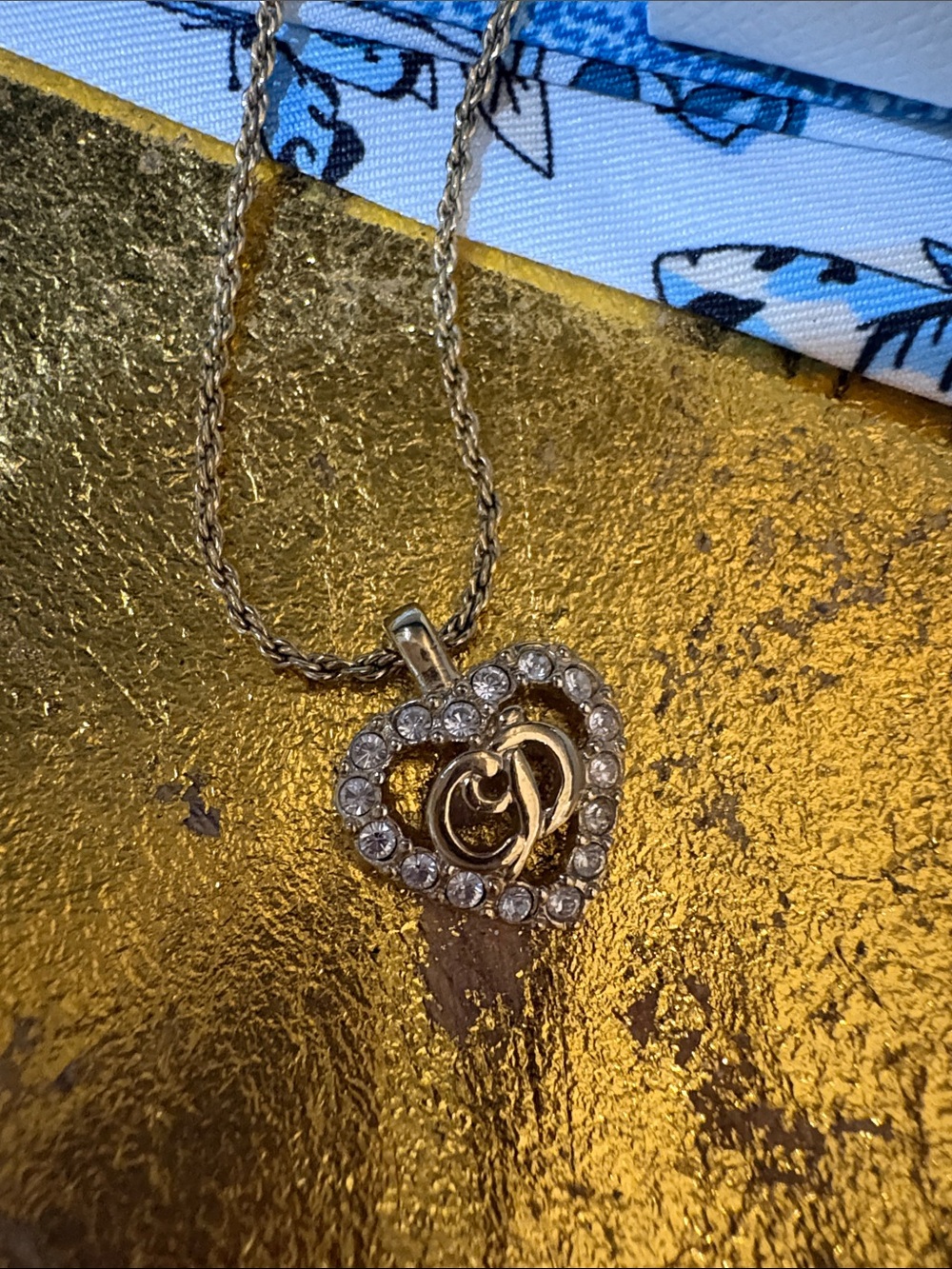 Authentic Dior Gold Heart Pendant Necklace and Matching Earrings with Crystal - Picture 4 of 5